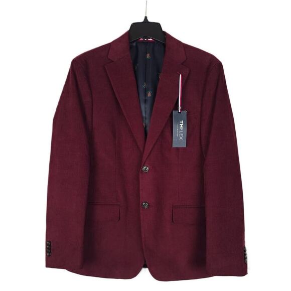 Tommy Hilfiger Men's Modern-Fit Stretch Corduroy Sport Coat Burgundy 36S NWT - Picture 1 of 7